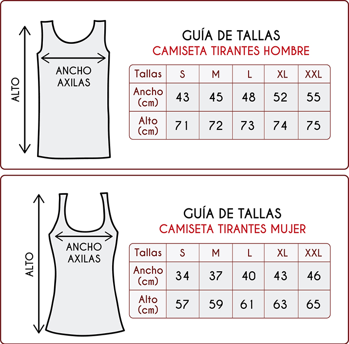 Tallas de las camisetas de tirantes